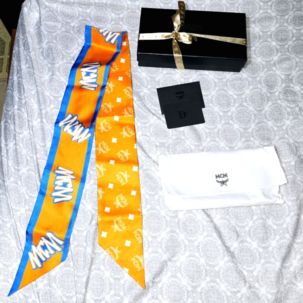 MCM orange silk scarf